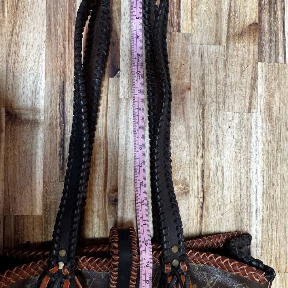 Louis Vuitton Brown Monogram Canvas Tassel Tote with Black & Tan Accents - Picture 5 of 11